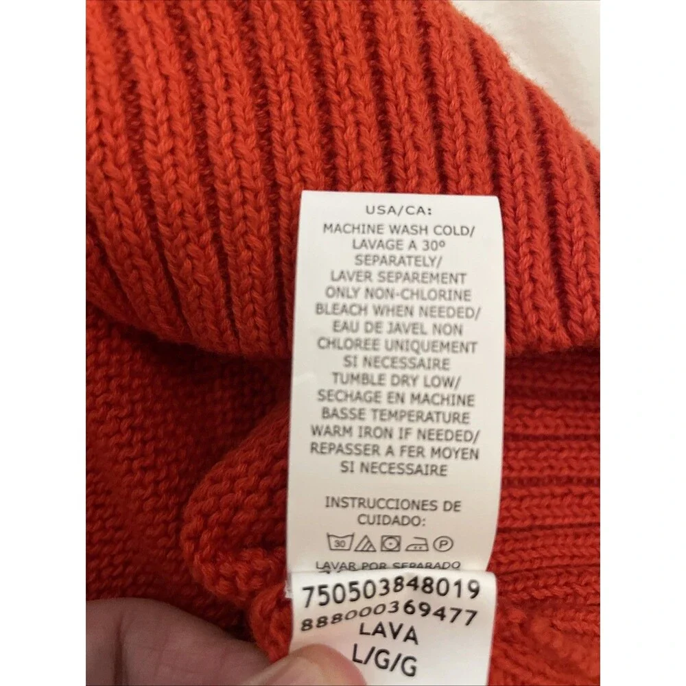 Chaps Orange Cotton Crew Neck Knit Sweater Mens Size Large  NEW